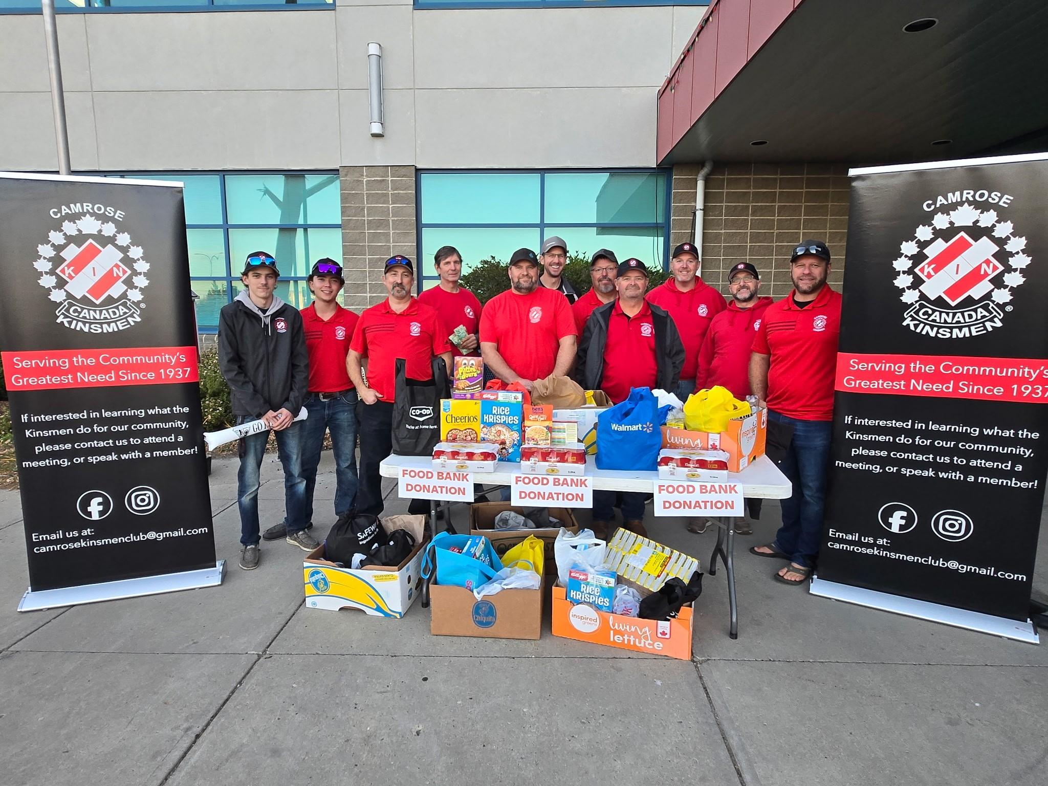 Volunteers running a food drive